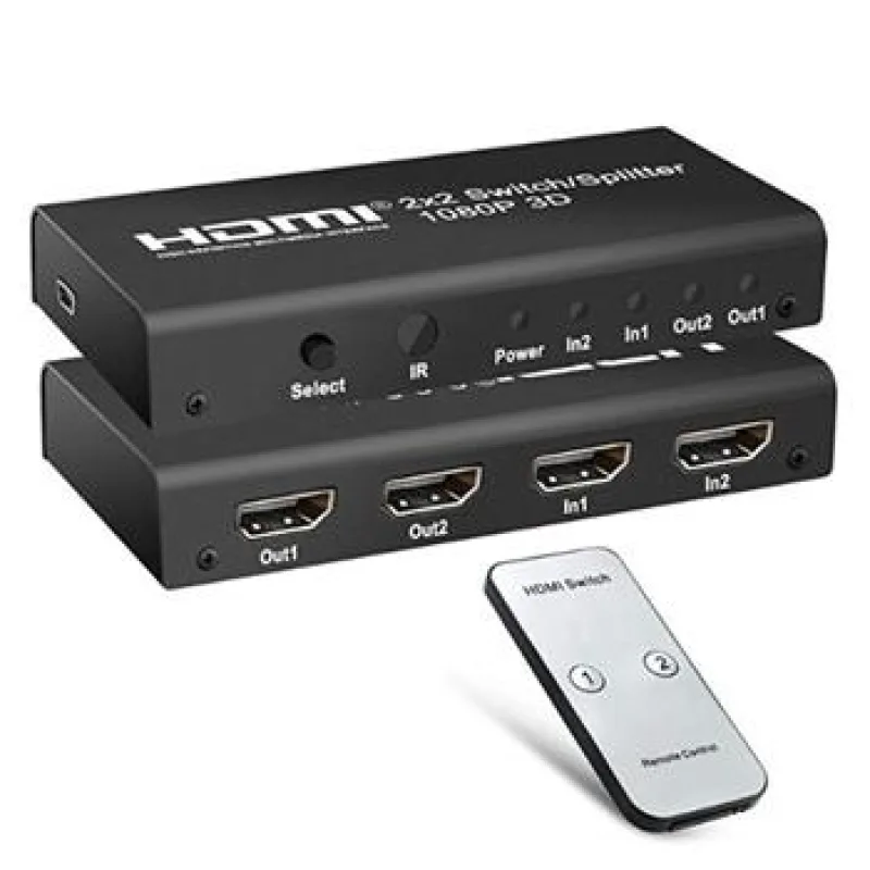PremiumCord HDMI switch 2:2, 3D, 1080p, diaľkové ovl. khswit22