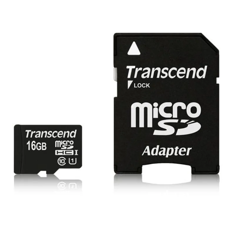 Karta TRANSCEND MicroSDHC 16GB Premium, Class 10 UHS-I 300x + adaptér…