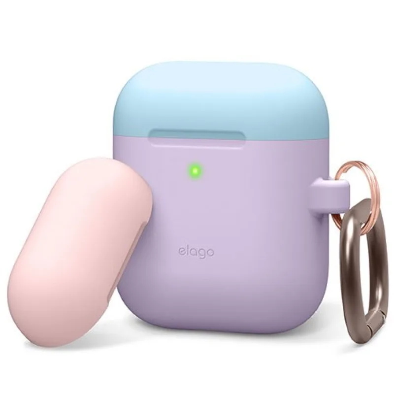 Elago Airpods Silicone Duo Hang Case - Lavender/Pink, Pastel Blue EAPDH…