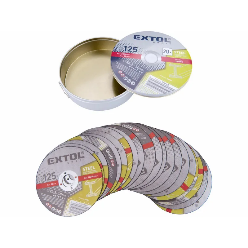 Kotúč rezný na kov 20ks, 125x1,0mm, plechová krabička