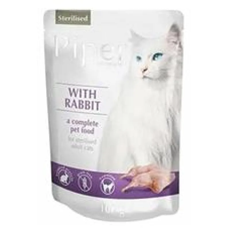 PIPER CAT kapsička pro sterilizované kočky, s králíkem 100g