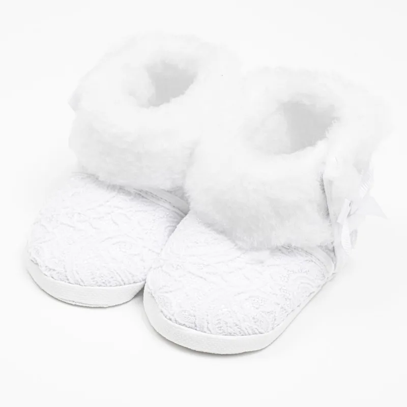 Dojčenské zimné krajkové kozačky New Baby 0-3 m biele
