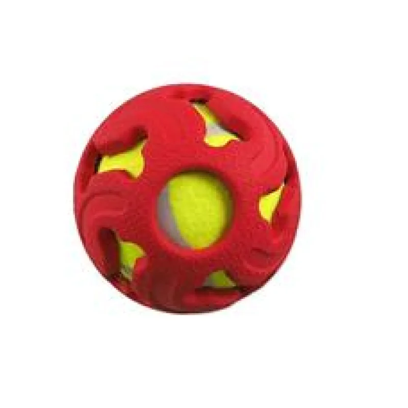 Míček Dog Fantasy gumový s tenisákem 7,5cm - červený