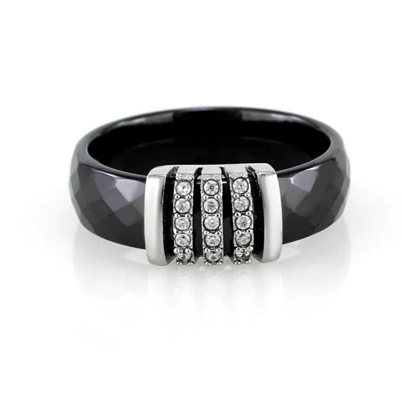 MPM Prsten z chirurgické oceli Ring 7832, Ceramic, size 58