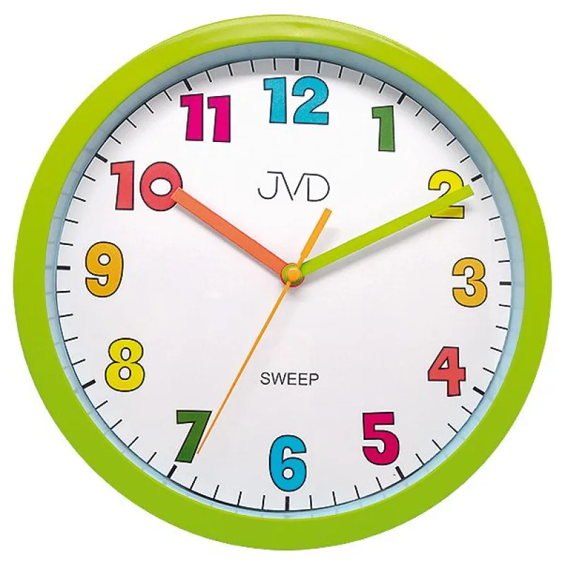 Zelené barevné tiché netikající dětské hodiny JVD sweep HA46.4