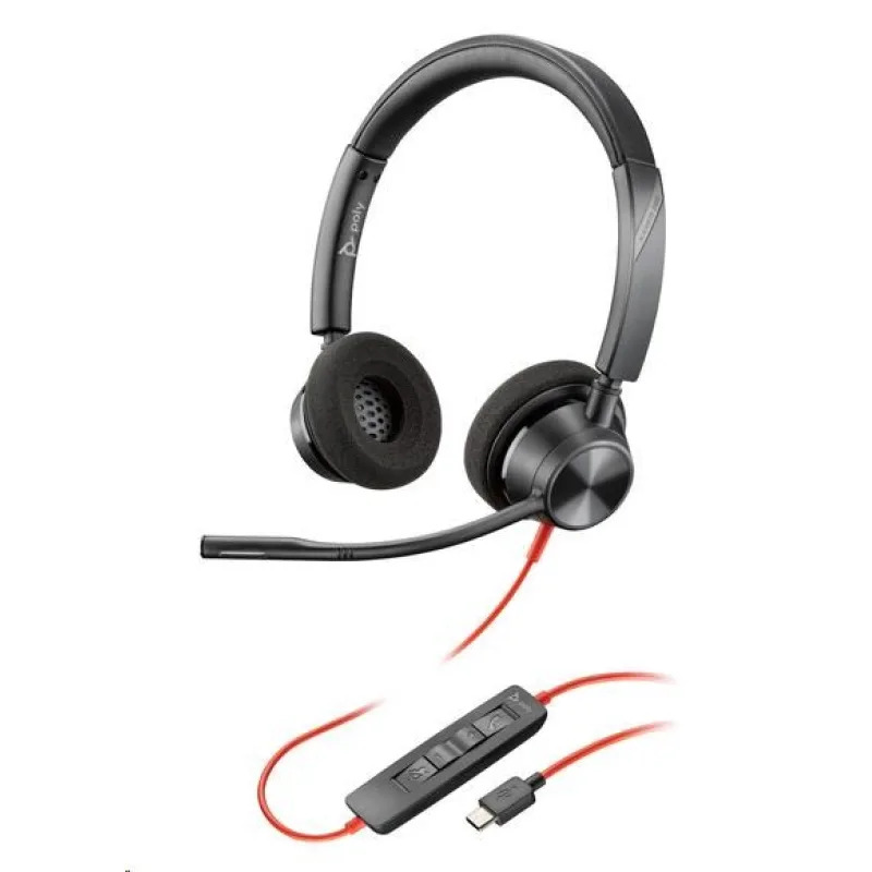 Poly Blackwire 3320 náhlavní souprava , USB-C/ A adaptér, stereo 8X219AA