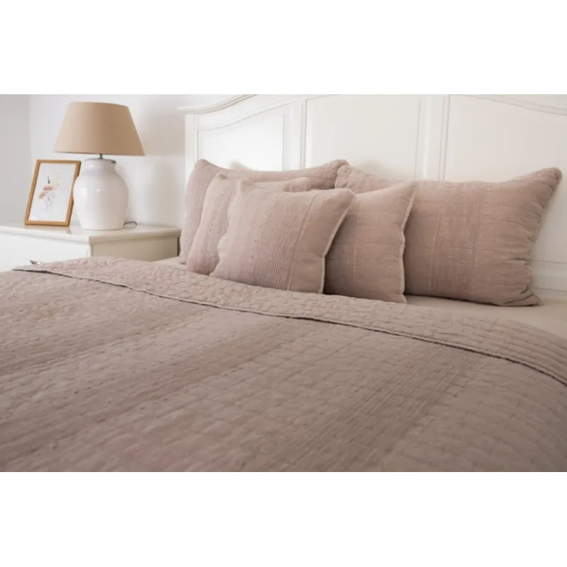 Prešívaný prehoz Deluxe s opraným vzhľadom STONE PINK 50x70 cm