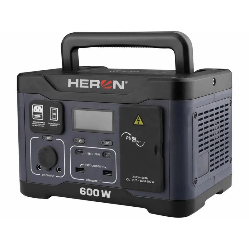 Prenosná nabíjacia stanica aku, 230V/600W, 512Wh, LiFePo4, USB, HERON