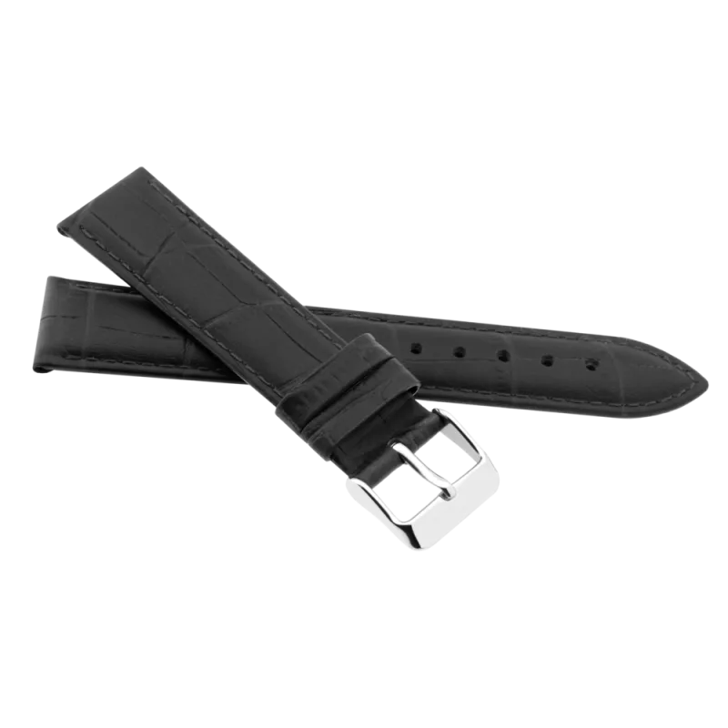 JVD Kožený unisex černý řemínek na hodinky R41701/18
