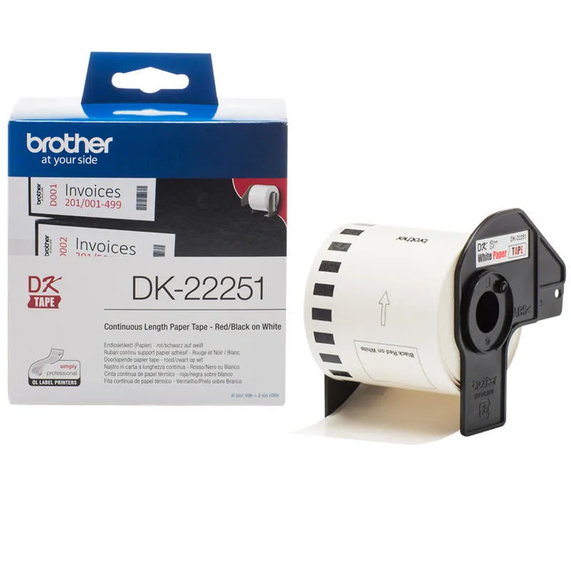 Brother DK-22251 - čierna a červená na biele, 62mm DK22251