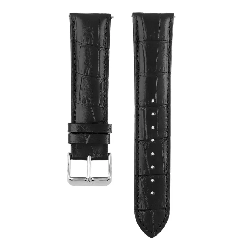 PRIM Kvalitní prošívaný kožený řemínek PRIM se vzorem aligátora RB.13228 (22 mm) - černý