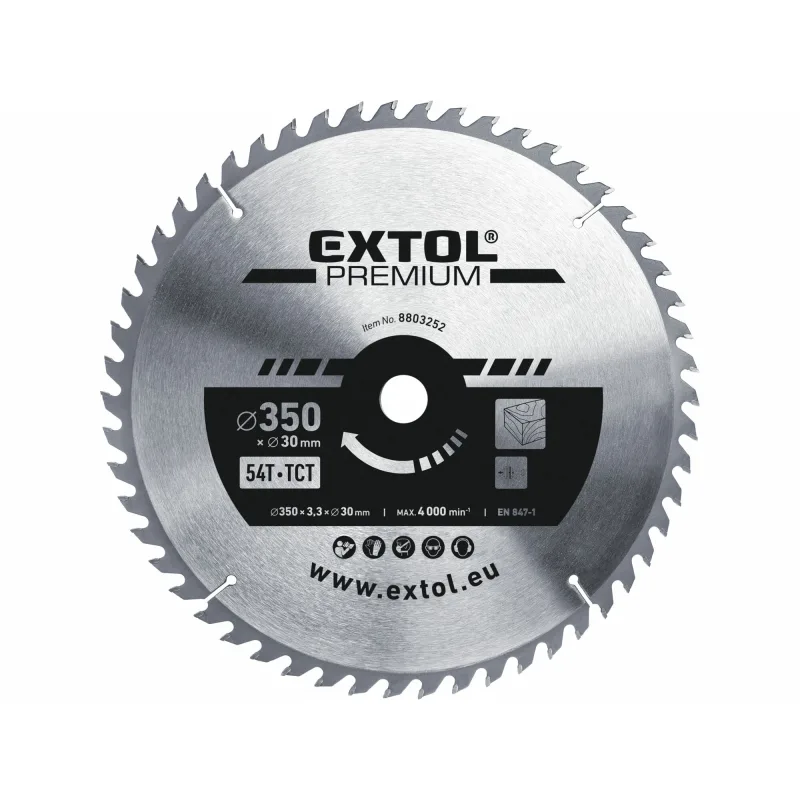 Kotúč pílový s SK plátkami, Ø350x3,5x30mm, 54z, EXTOL PREMIUM