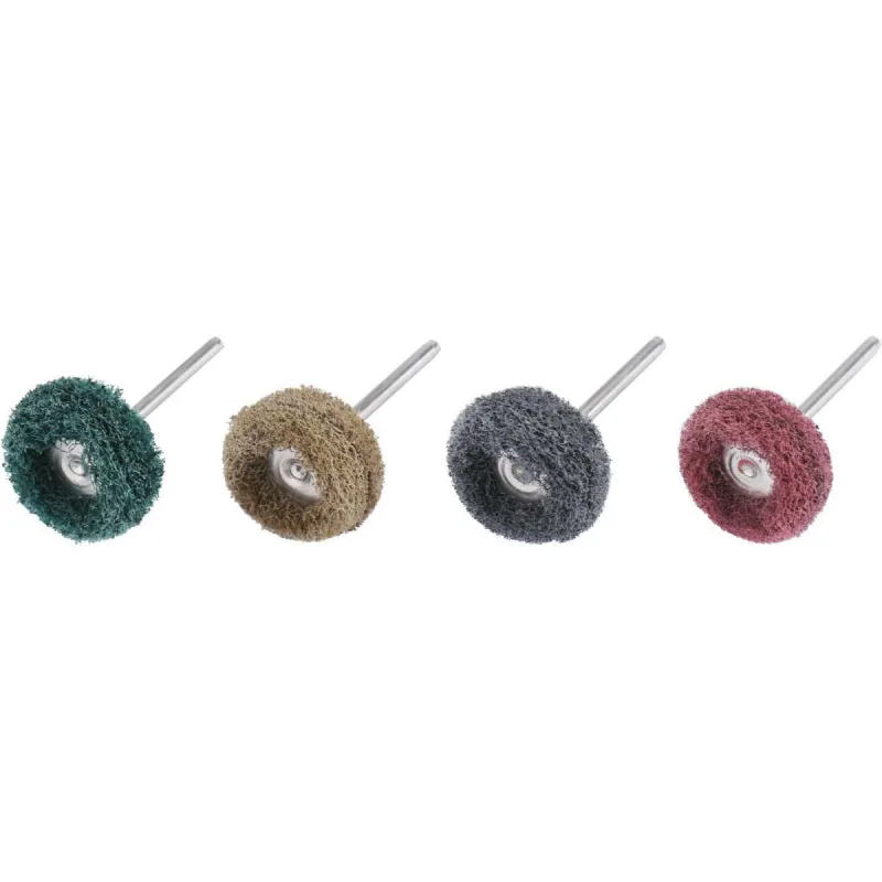 Kotúče leštiace nylonové 40ks, Ø25mm, stopka Ø3mm, #80-150-240-300, organizér, EXTOL PREMIUM