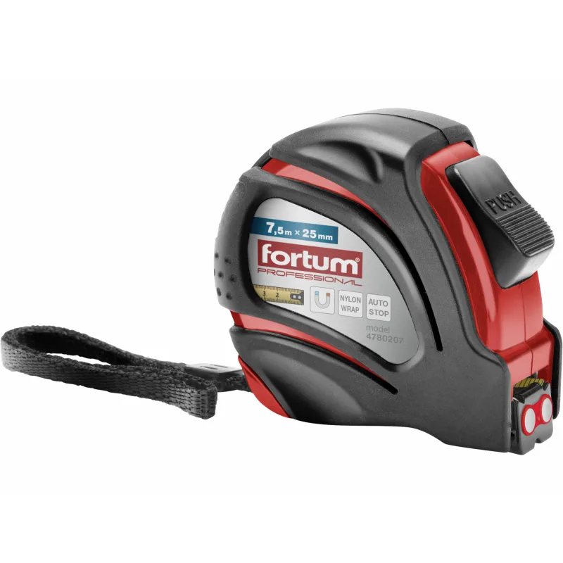 Meter zvinovací, 7,5m, šírka pásu 25mm, FORTUM