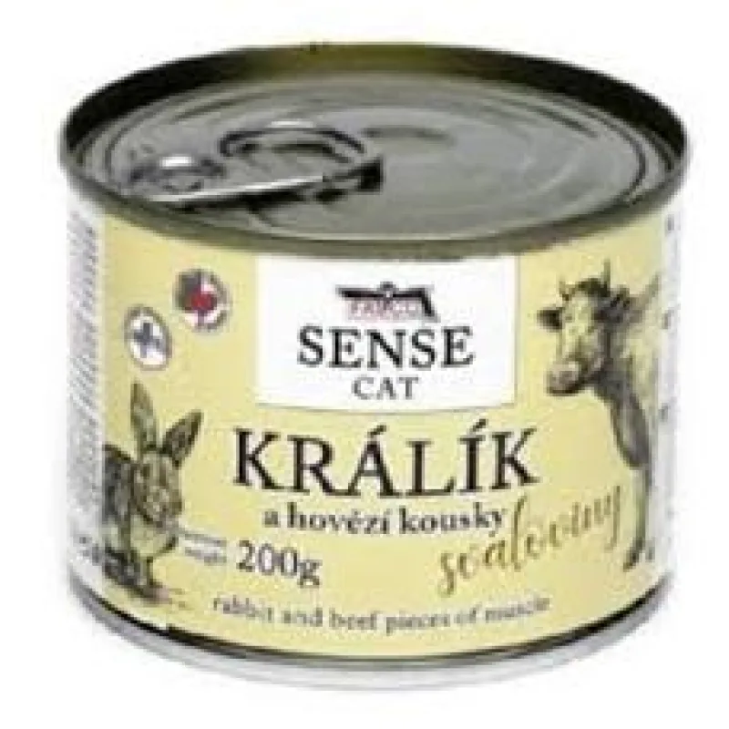 FALCO SENSE Cat králík a hovězí kousky svaloviny, konzerva 200g