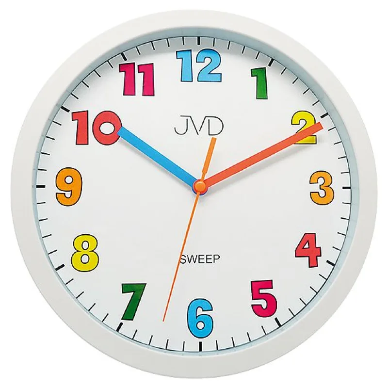 Bílé barevné tiché netikající dětské hodiny JVD sweep HA46.3