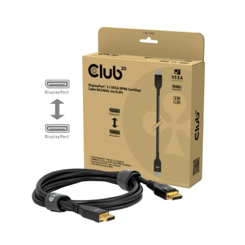Club3D Kabel DisplayPort 2.1 na DisplayPort 2.1, VESA DP80, 8K240Hz/…