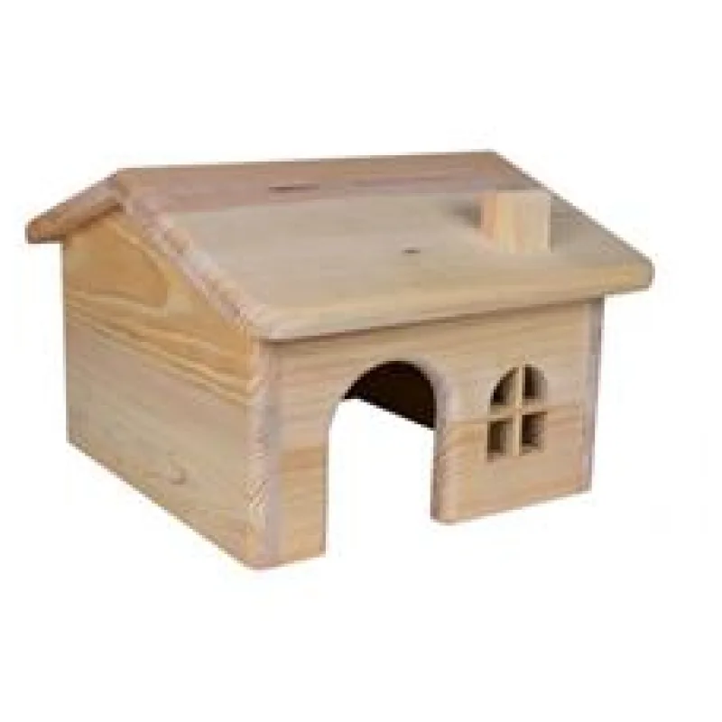Dř. domek se sedlovou střechou pro myši a křečky 15x11x15 cm
