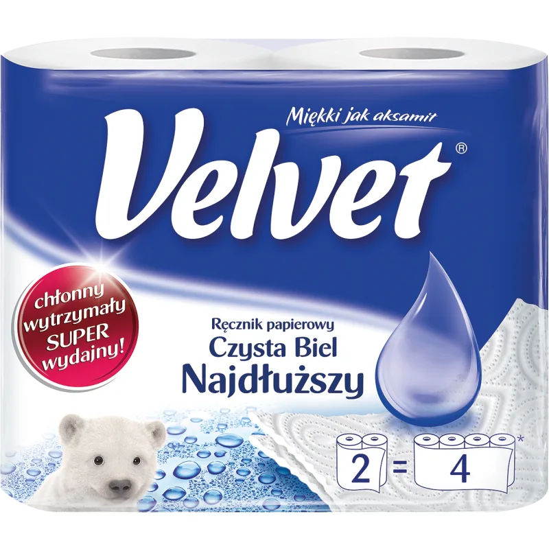 Velvet REC 2/4 2V papierové uteráky biele 2 role