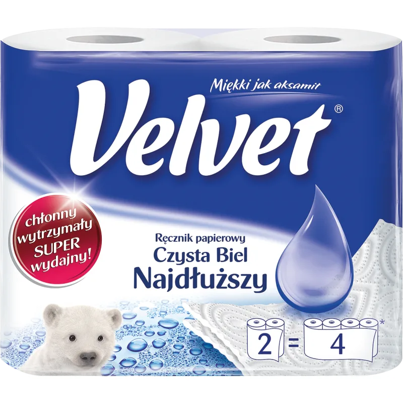 Velvet REC 2/4 2V papierové uteráky biele 2 role