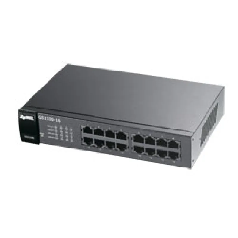 ZyXEL GS1100-16, 16-port 10/100/1000Mbps Gigabit Ethernet switch, Fanless…