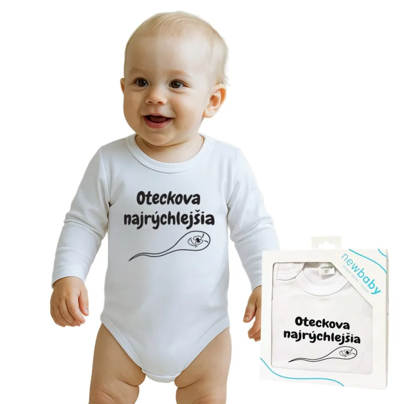 Body s potlačou New Baby Oteckova najrýchlejšia - darčekové balenie