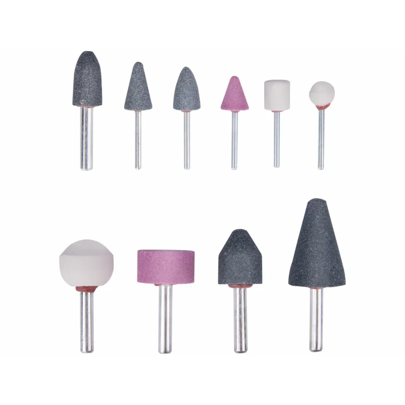 Brúsne telieska, 10-dielna sada, stopka 5x Ø6mm + 5x Ø3mm, EXTOL CRAFT