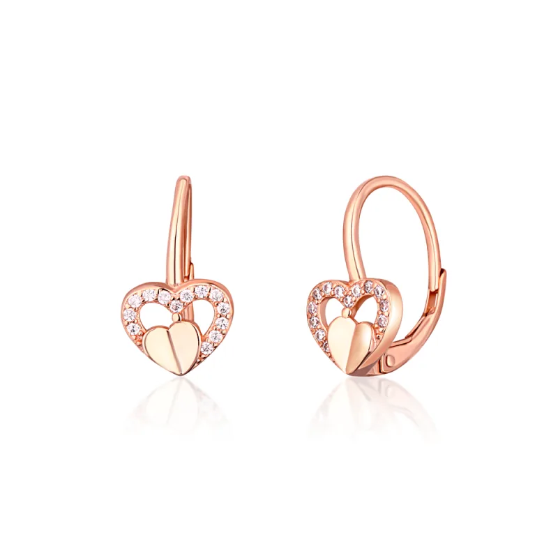 JVD Dětské stříbrné rose gold náušnice se zirkony SVLE1508XH2RO00