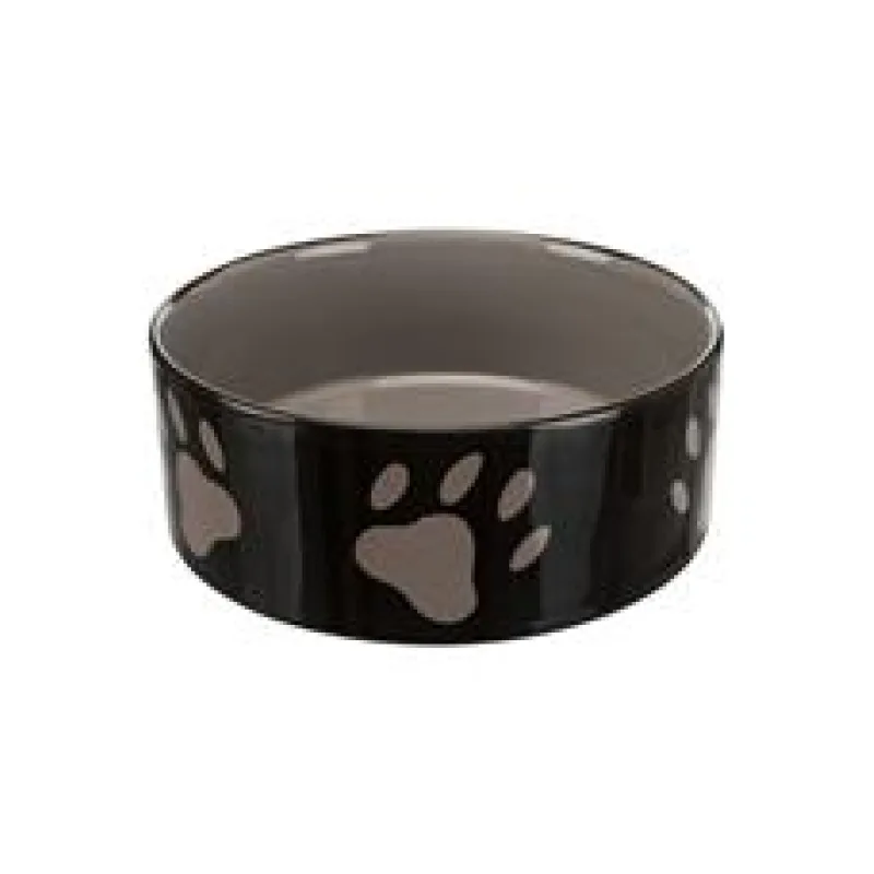 Keramická miska 1,4l/20cm -tmavě šedá + motiv tlapky 0,3 l/ 12 cm