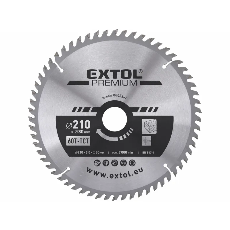 Kotúč pílový s SK plátkami, Ø210x3,2x30mm, 60z, EXTOL PREMIUM