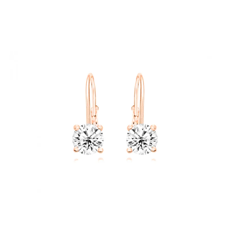 JVD Dámské rose gold stříbrné klasické náušnice se zirkony ryz. 925/1000 SVLE0620XH2RO00