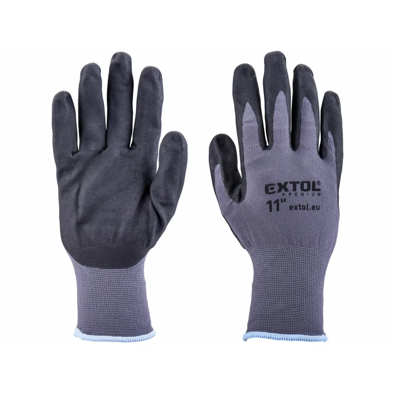 Rukavice nylonové polomáčané v nitrile, 11", EXTOL PREMIUM