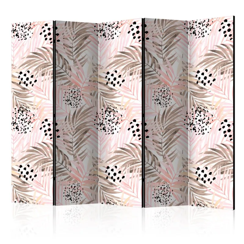 Artgeist Paraván - Pink Palm Leaves [Room Dividers]