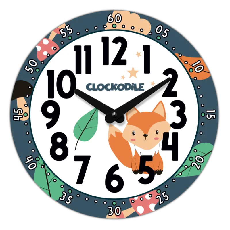 CLOCKODILE Barevné dětské nástěnné hodiny modré s liškou ⌀25cm CCT0031