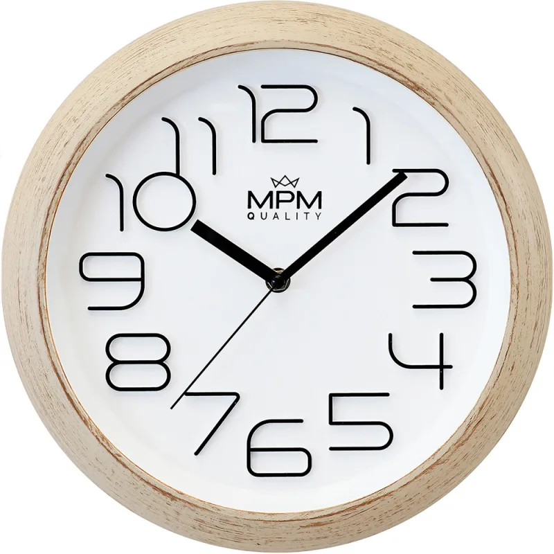 MPM Plastové nástěnné hodiny v imitaci dřeva MPM Morara E01.4453.5100