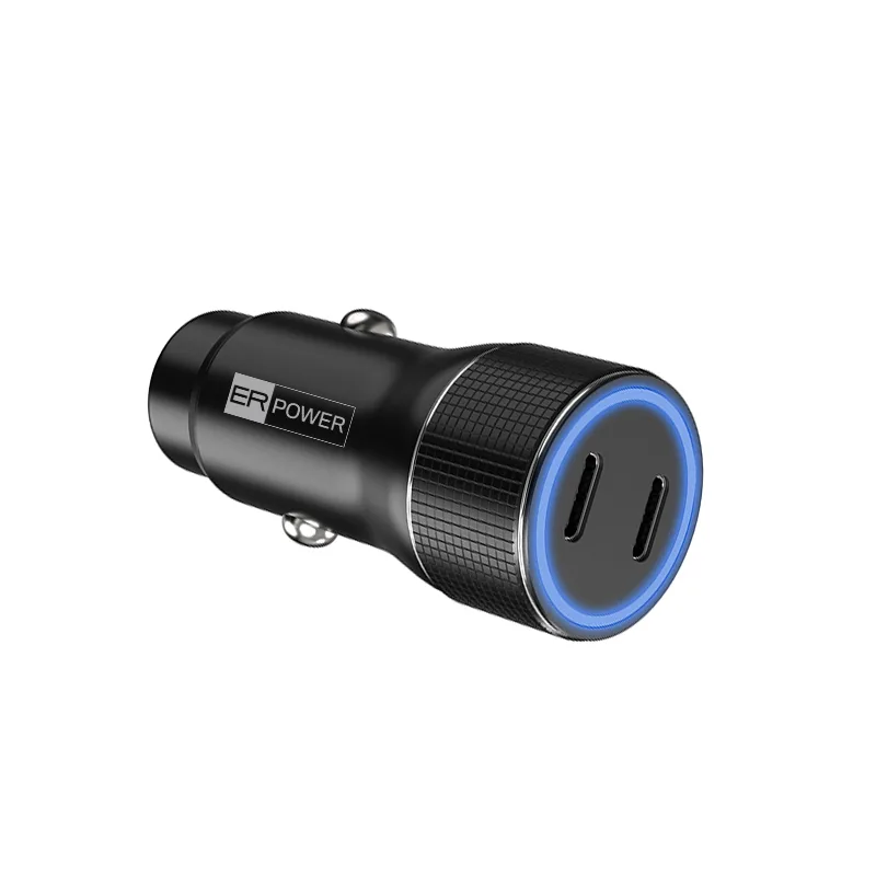 ER POWER 40W USB-C PD+QC 3.0 kovová duálna autonabíjačka ERPW40PDC2