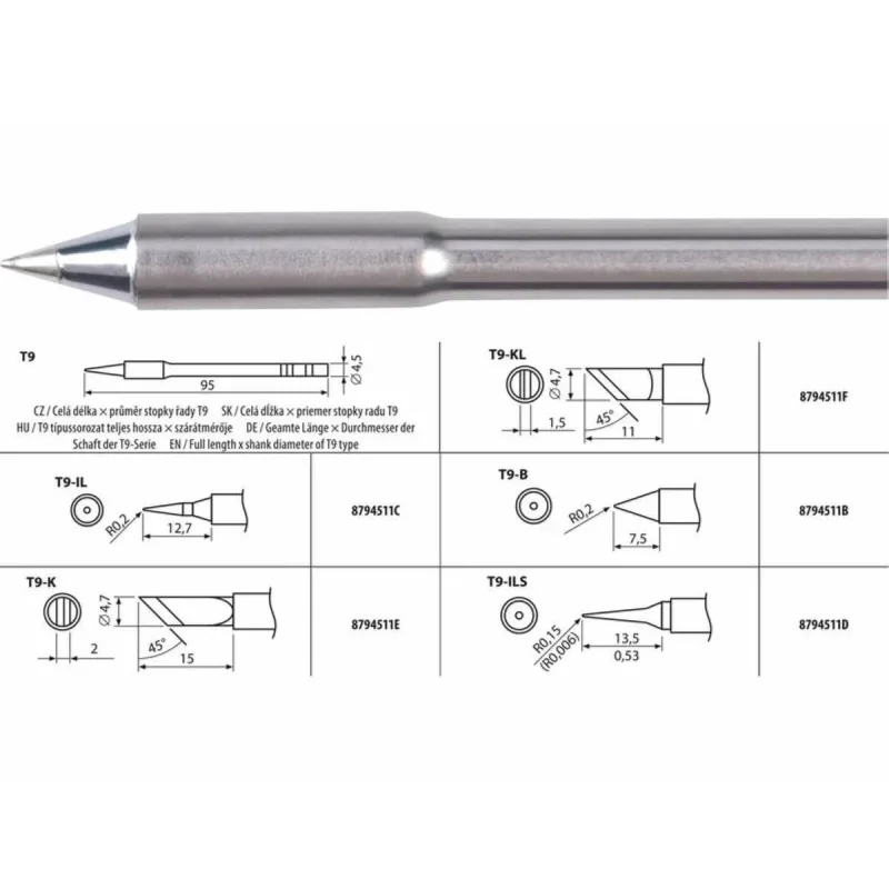 Hrot spájkovací T9-B pre 8794511, EXTOL INDUSTRIAL