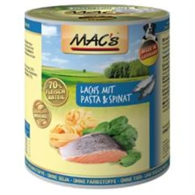 Konz. MACs Dog LOSOS s těstovinami a špenátem 800 g