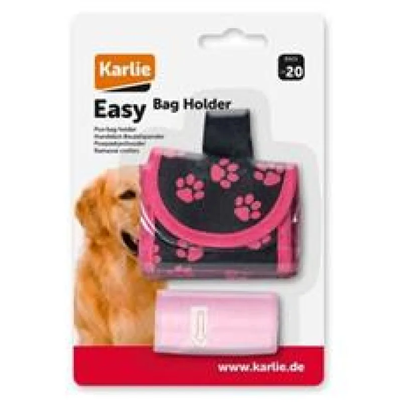 Pouzdro nylon KAR+sáčky 2x20ks černo-růžové