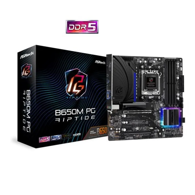 ASRock MB Sc AM5 B650M PG Riptide, AMD B650, 4xDDR5, 1xDP, 1xHDMI, …