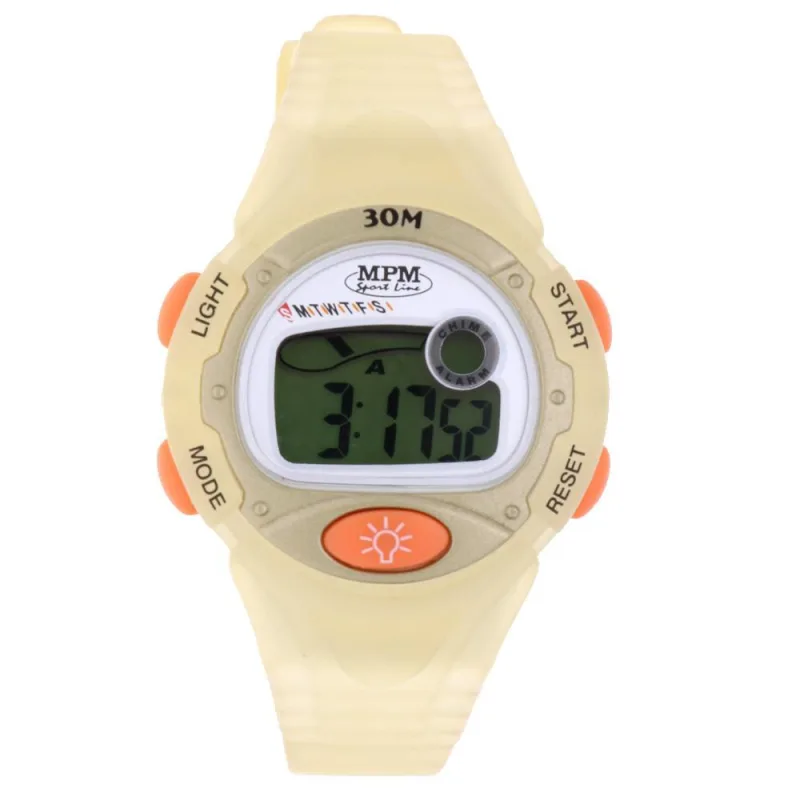 MPM Oranžové digitální hodinky MPM 55-D62377L9TA01005+plyš