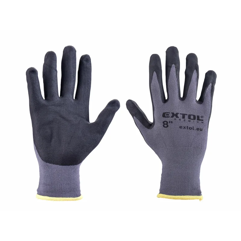 Rukavice nylonové polomáčané v nitrile, 8", EXTOL PREMIUM