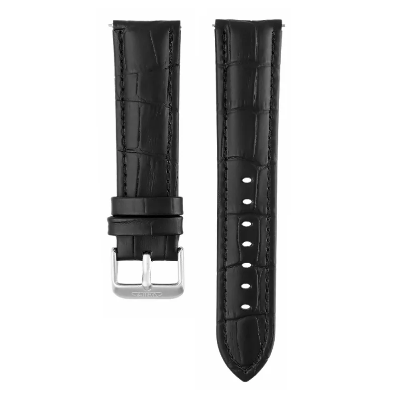 PRIM Kvalitní prošívaný kožený řemínek PRIM RB.13231 (22 mm) - černý RB.13231.2220.9090.L1