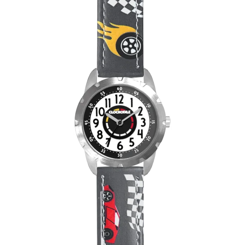 CLOCKODILE Svítící šedé chlapecké hodinky ZÁVODNÍ AUTA CWB0121