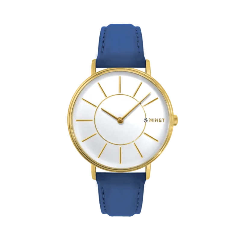 Modro-zlaté dámské hodinky MINET BROADWAY SAILOR BLUE + GOLD MWL5031