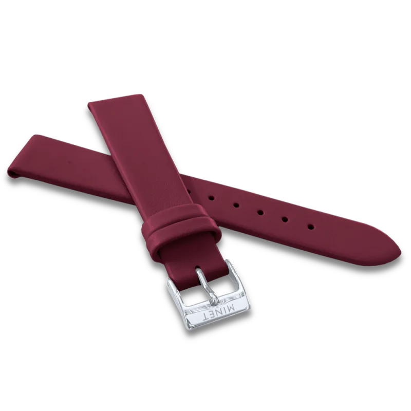 MINET Vínový kožený řemínek se stříbrnou sponou - 16 MSLVS16