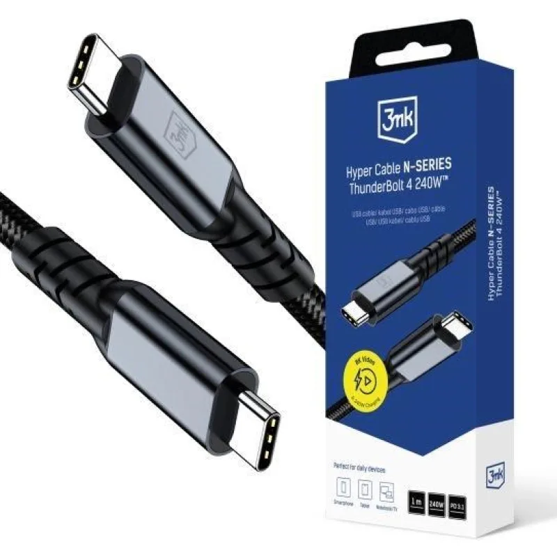 3mk kabel Hyper Cable N-SERIES Thunderbolt 4 1m 48V/ 5A 40Gb/ s 240W…