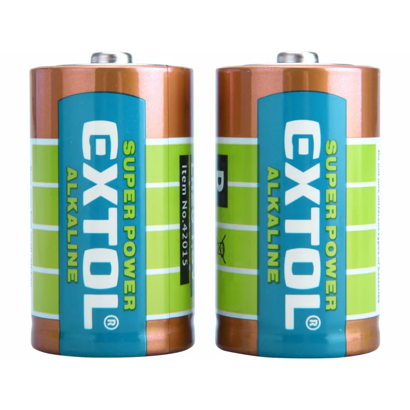Batéria alkalická 2ks, 1,5V, typ D, EXTOL ENERGY