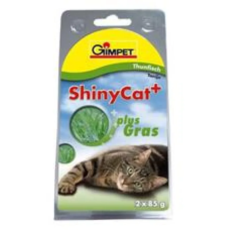 Gimpet kočka konz. ShinyCat tuňak/koc.tráv 2x70g