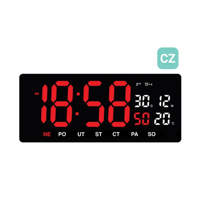JVD Digitální černé hodiny s LED červenými číslicemi JVD DH3604.3